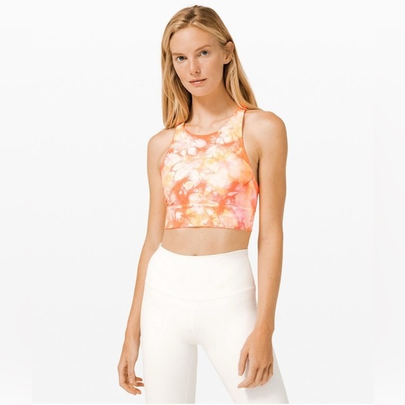 LULULEMON Energy Bra High Neck Shibori Grapefruit Orange Size 6 - Picture 1 of 5